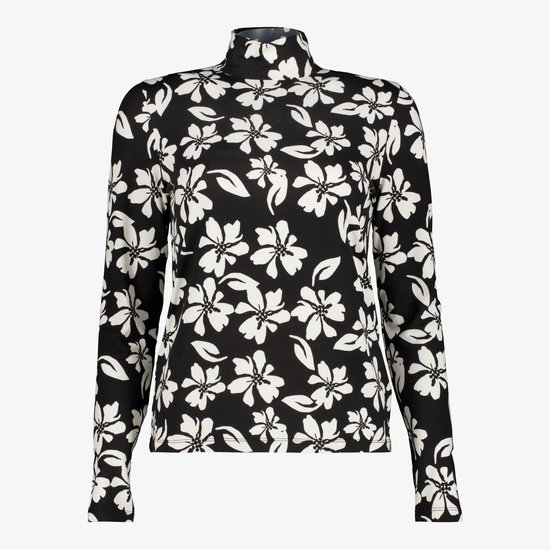 TwoDay dames top met bloemenprint zwart wit - Maat 3XL