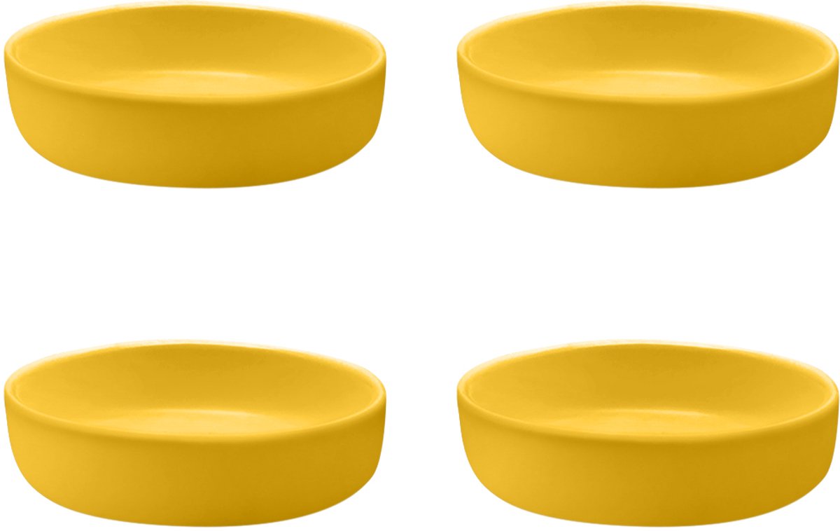 Purepeak Theezakjes Schoteltjes Set 4 Stuks - Sausbakjes - Borrel Schaaltjes - Geel - Theetip - Aperitiefschaaltjes - Theezakjeshouder