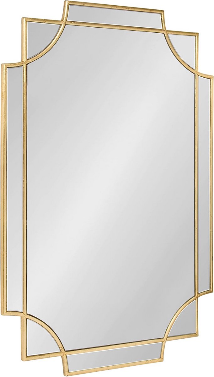 Decoratieve Rechthoekige Wandspiegel in Gouden Blad 24x35.5 Inch