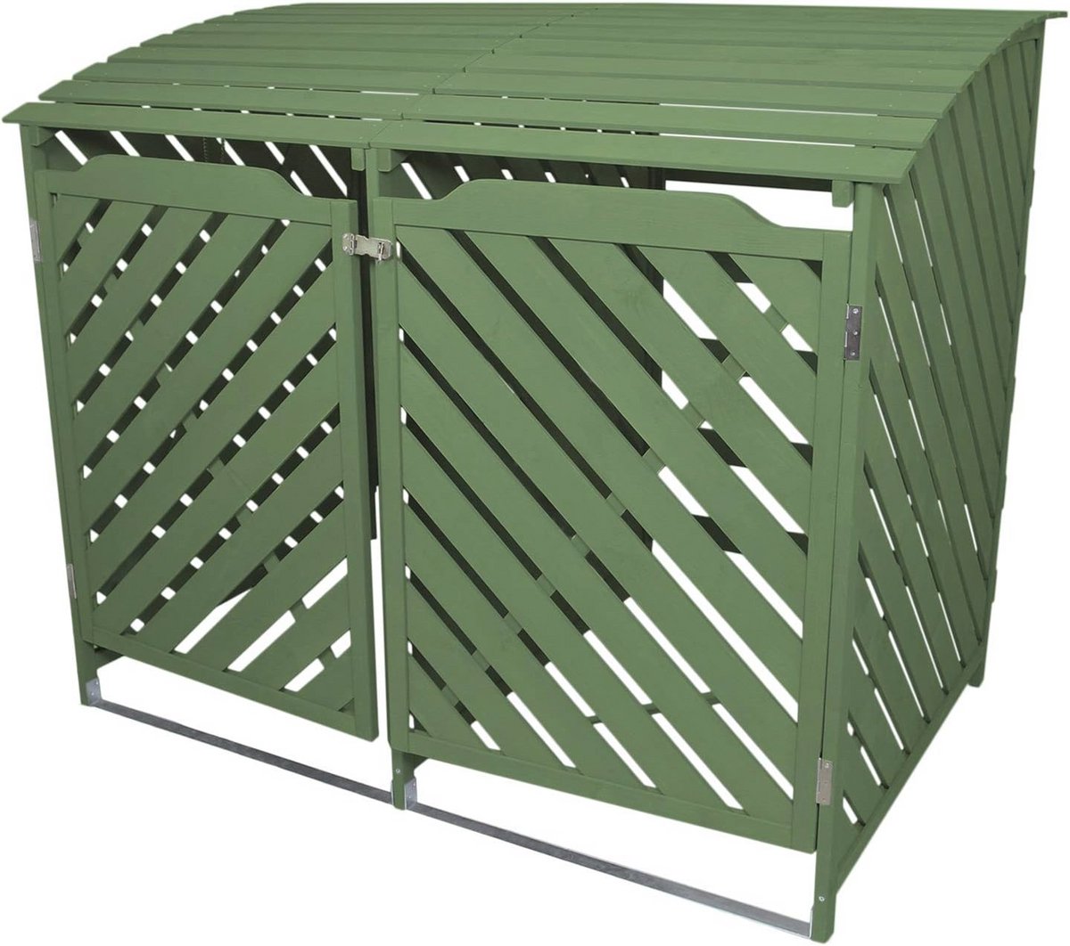 Dubbellaagse Afvalbak in Saliegroen – 122cm x 149cm x 92cm