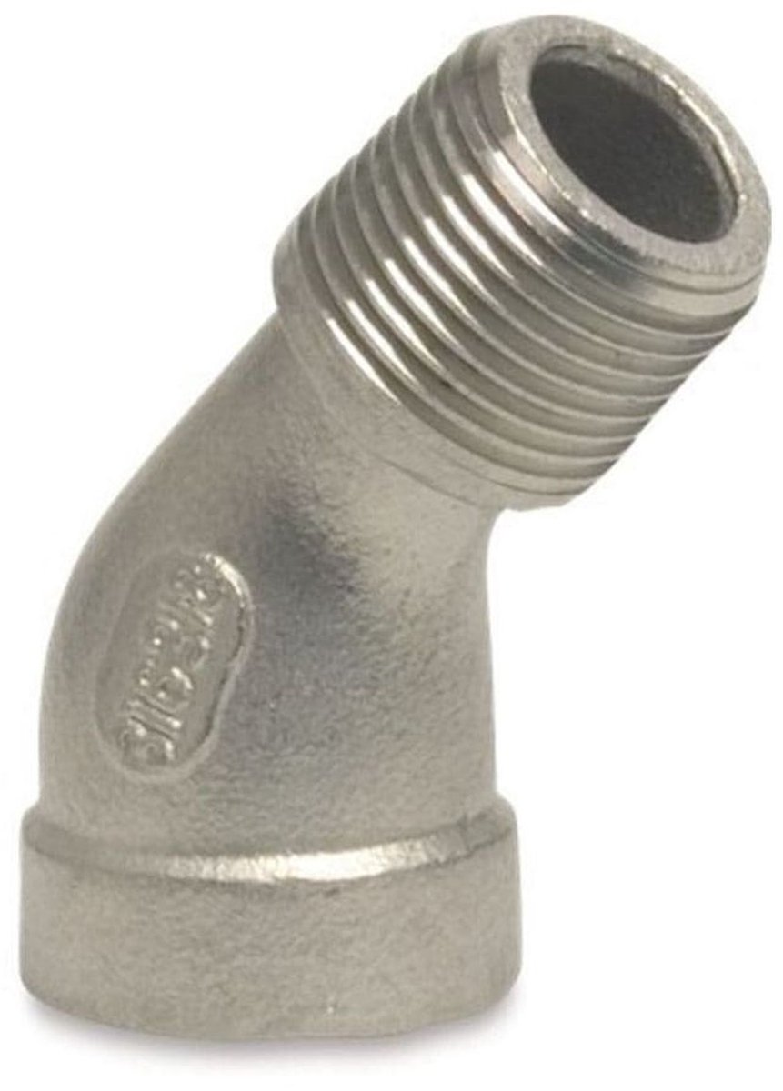 Draadfitting Roestvrij Staal Hoek 45° 1 1/4" IG x 1 1/4" AG