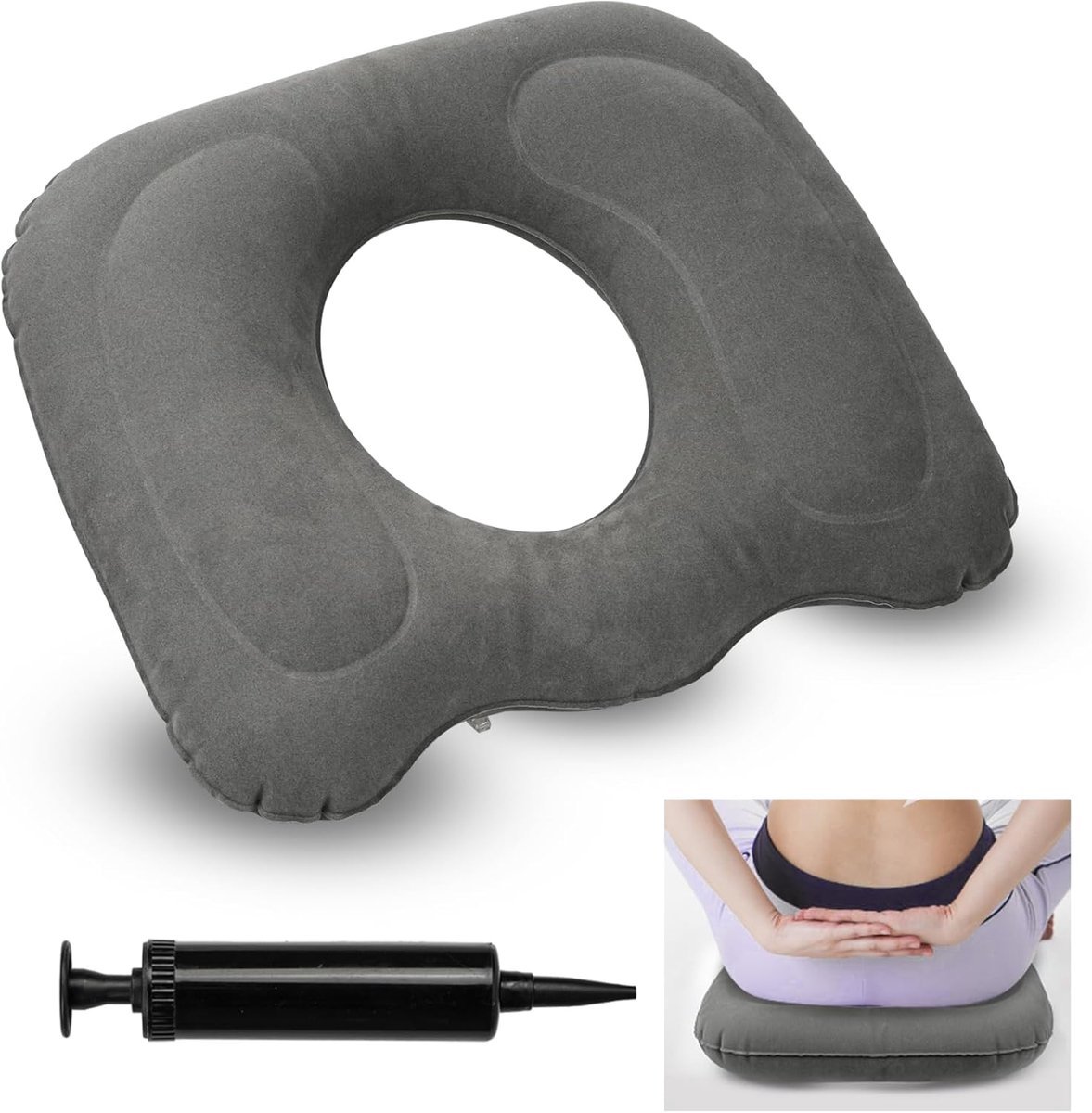 Stunq® Universel Opblaasbaar Zitkussen met Geavanceerde Ondersteuning en Comfortabele Pasvorm