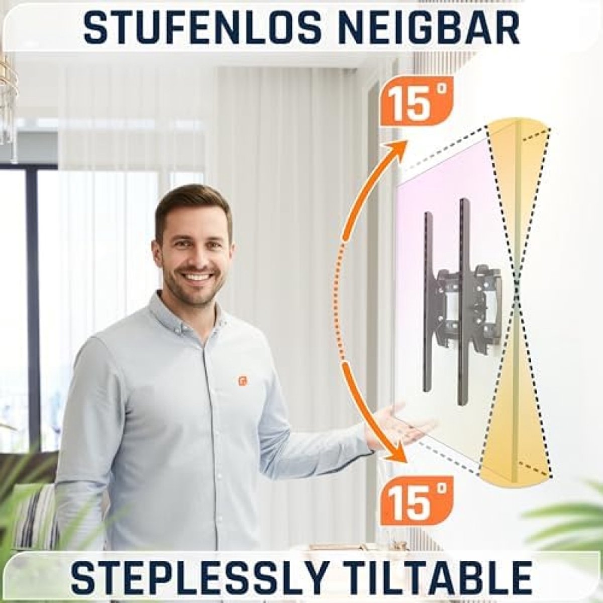 Kantelbare TV-muurbeugel voor schermen 32-65 inch - Ultradun ontwerp