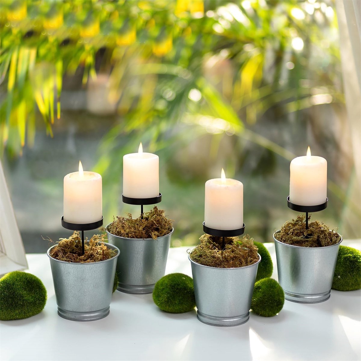 Ynkkvre - Kaarsenhouder adventskrans zuilkaarsen zwart 8 cm – set van 4 adventskandelaars zonder pin adventsplaat krans voor het plaatsen van kaarsen kerstdecoratie tafeldecoratie – foto 4