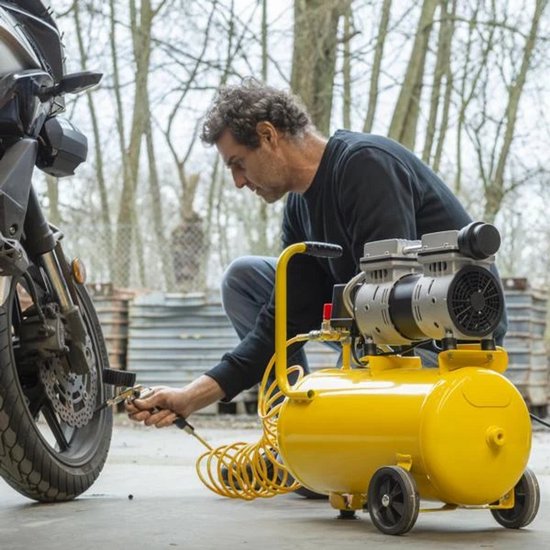 Powerplus - Yellow - POWX17260S - Inductiemotor - Compressor - geen olie 750W 24L geluidsarm - 3 acc. — afbeelding 3