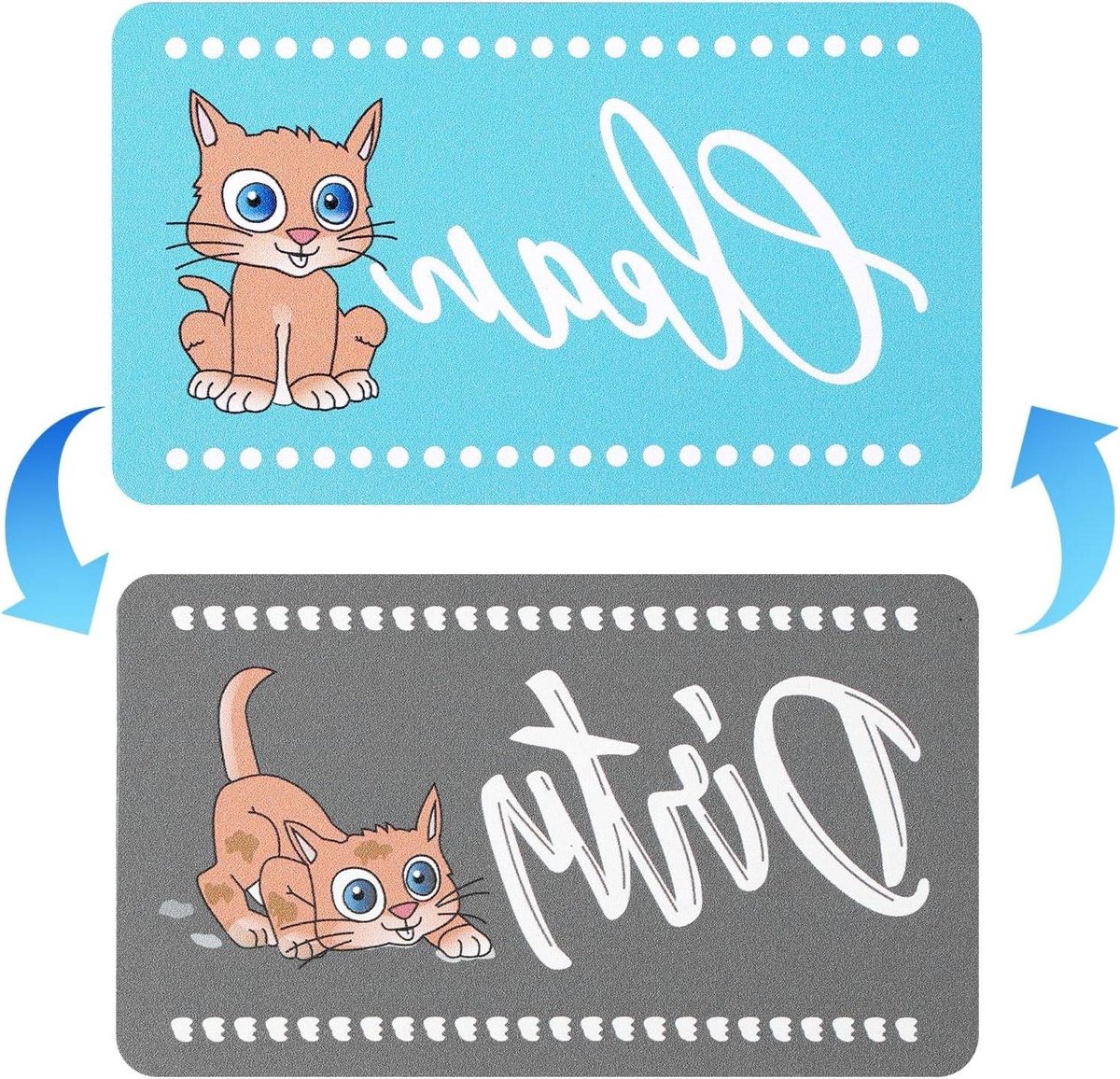 Schoon Vuil Magneetbord voor Vaatwasser - Kat Motief - RVS Afwasmachine Accessoire - Dubbelzijdig - Keuken Gadget