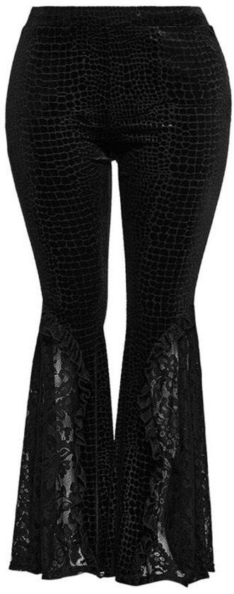 Punk Rave Crocodile Textured Velvet Embossed Flared Trousers Legging Dames - noir - L
