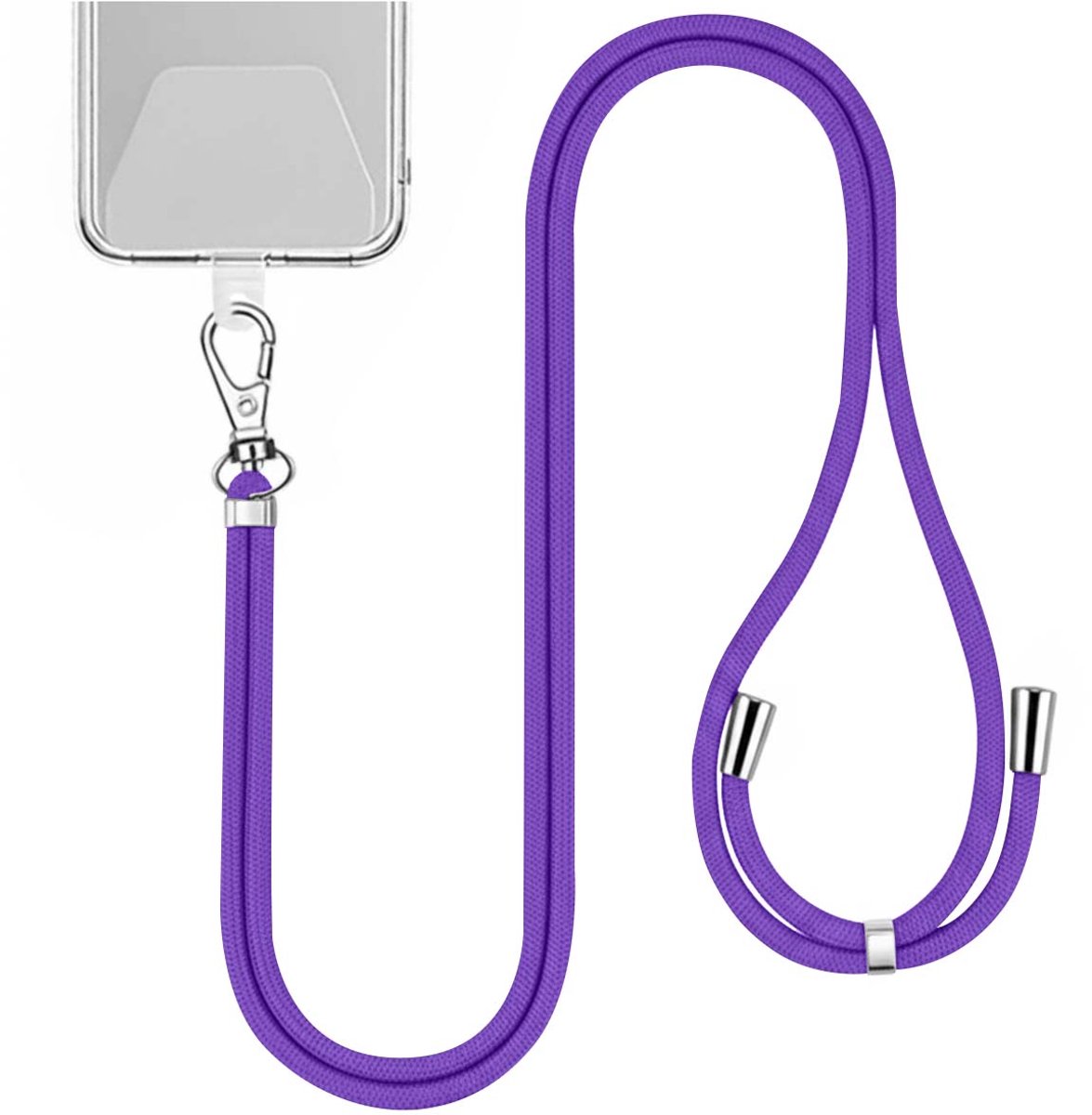 Jaym, Nylon nekband 150cm voor smartphone met universele bevestiging, Paars
