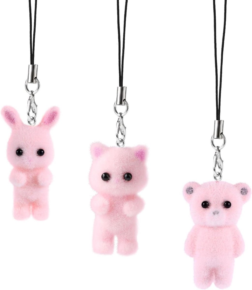 Telefoonbedels Kitten Bunny Beer Accessoires voor Tas Sleutelhanger Camera - Roze Steek 2