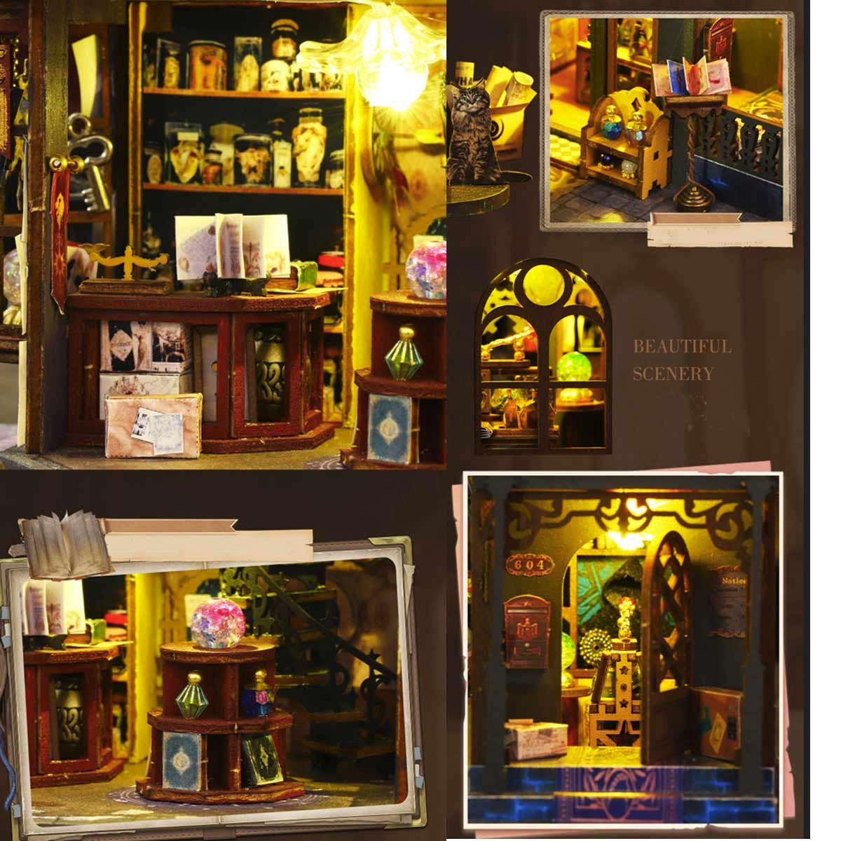 HJBHDOLL Magische poppenhuis, doe-het-zelf, miniatuurhuisbouwset