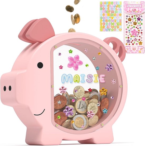 Verzilverde unicorn spaarpot met naam kopen