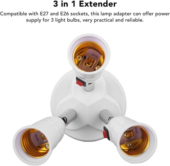 Light Socket Splitter Adapter 3 in 1 - Met Verstelbare Knopschakelaar ...