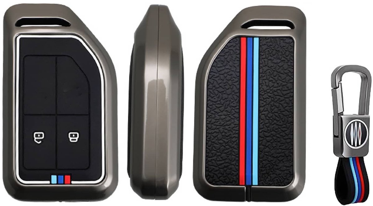 Autosleutel Hoesje geschikt voor Volvo Truck - Sleutelcover - Metalen Sleutelhoes Accessoires - grijs