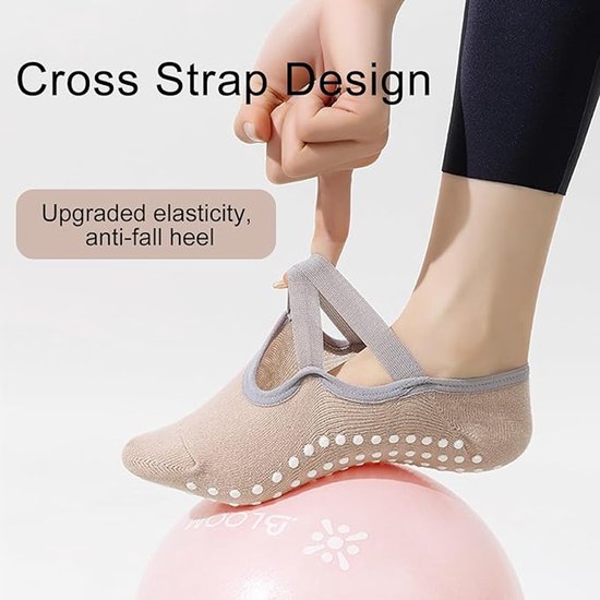 Yogasokken (4 paar) - Antislipsokken - Antislip yogasokken voor dames - Maten 35-41 - Pilatessokken voor dames, Antislip - Fitness Antislip - Geschikt voor Pilates, Dans, Fitness van Merkloos — afbeelding 2