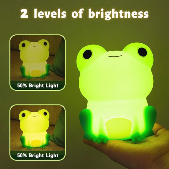Schattige Kikker Nachtlampje - Zachte Siliconen LED Touch Lamp voor Kinderen - Dimbare Timer Draagbare Nachtlamp voor Baby en Peuter — afbeelding 4
