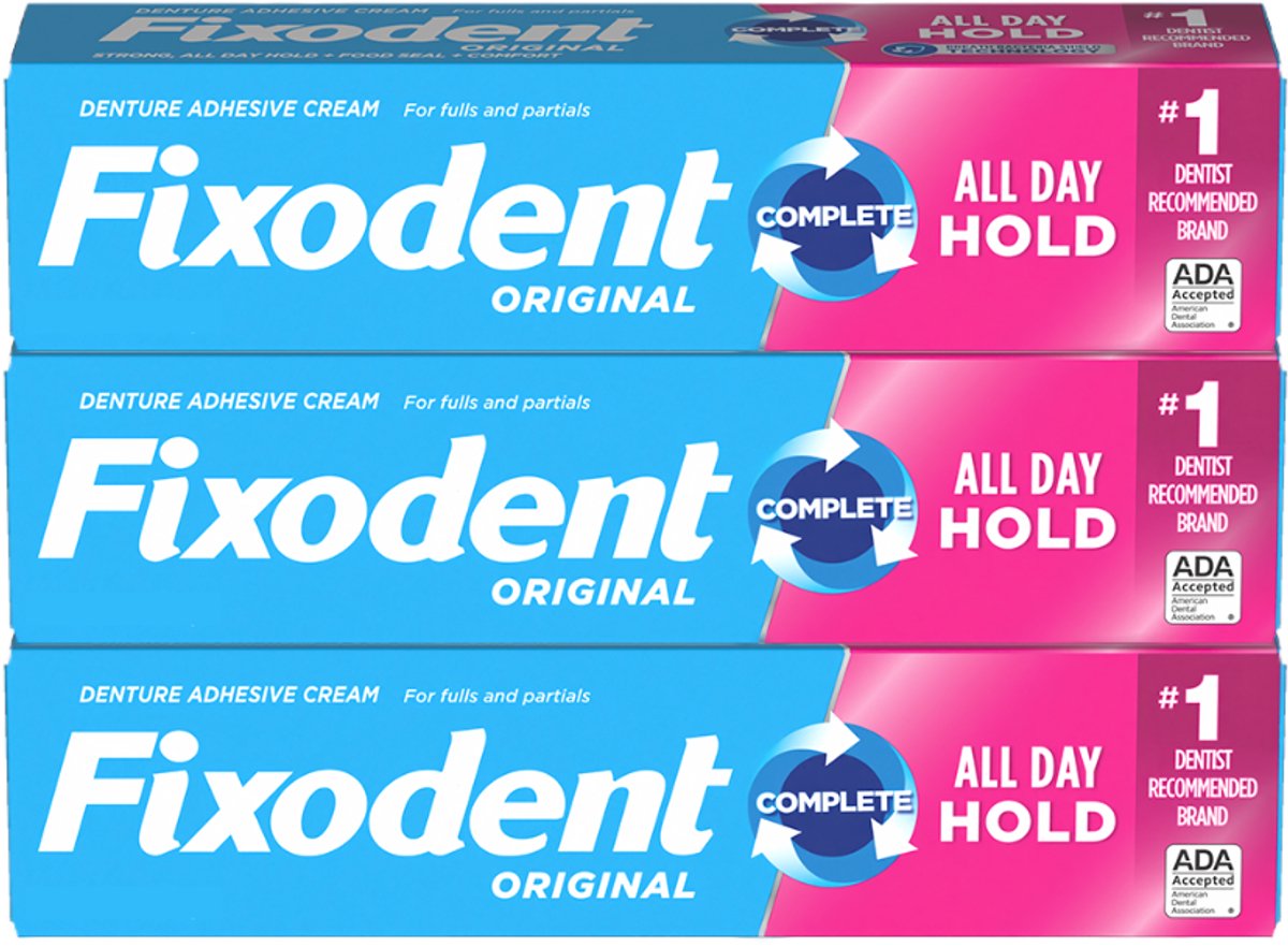 Fixodent Original Complete - Tandprothese Crème - 3-pack 68 g met zink