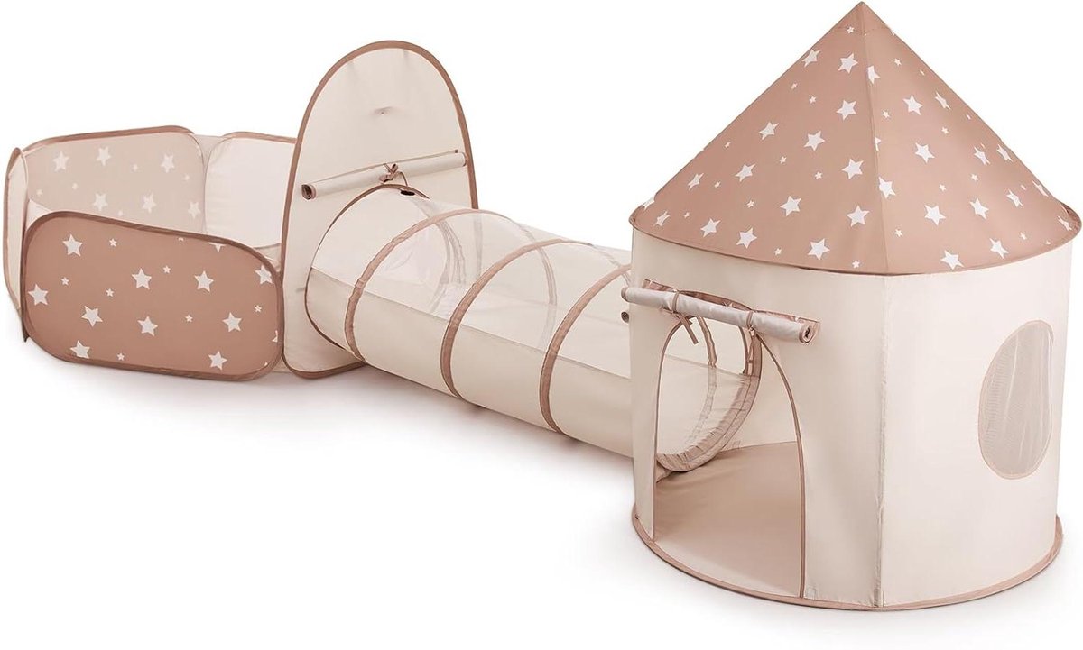 Provento - Kinderspeeltent en speeltunnel met ballenbad voor binnen, 3-in-1 speeltent voor kinderen, kruiptunnel voor motorische vaardigheden, inclusief babyballenbad