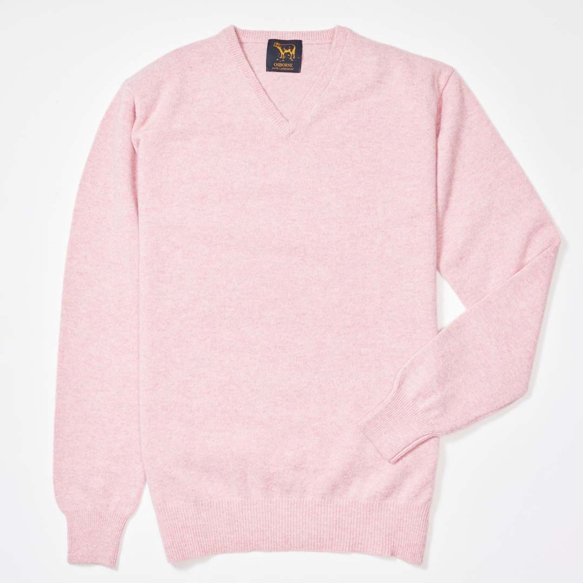 Osborne Knitwear Trui met V hals - Sweater heren in Lamswol - Pullover Heren - Pink Haze - XL