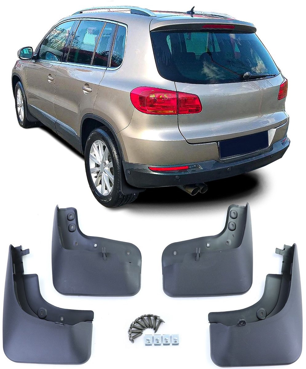 Spatlappenset Spatlap Spatlappen Geschikt voor VW Tiguan 5N (2007-2018) Voor + Achter Zwart