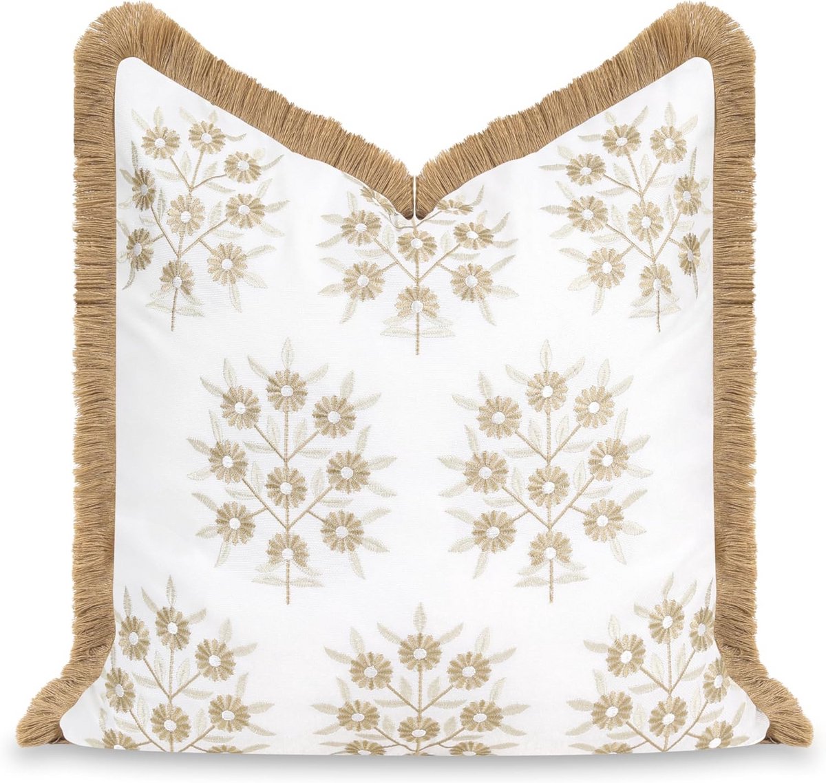 Waterafstotende Sierkussenhoes 50 x 50 cm met Geborduurde Bloemen - Perfect voor Binnen en Buiten