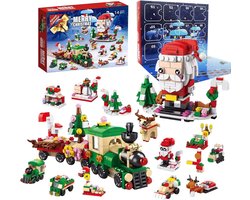 Kraftverdia - Adventskalender 2025 speelgoed - bouwstenen speelgoed - Kerstmis - 6-in-1 Kerstman Trein Bouwstenen -de Kerstman - Kersttrein speelgoed - Kerstcadeaus - Speelgoed nog leuker dan LEGO - geschikt voor Kerstcadeaus voor jongens en meisjes