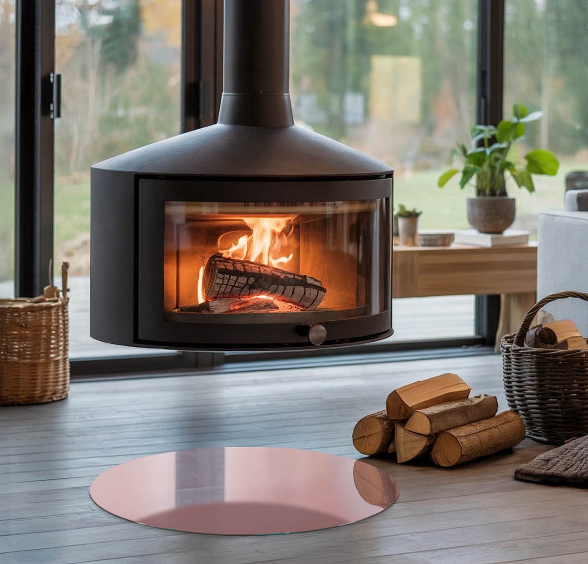 Coloray Vloerplaat Houtkachel - Vloerplaat voor Houtkachel - 50 cm x 50 cm - Vloerplaat Open Haard - Roze Vloerplaat Kachel - Onderplaat - Plaat voor Onder Kachel - Kachel Vloerplaat - Onderplaat Voor Houtkachel