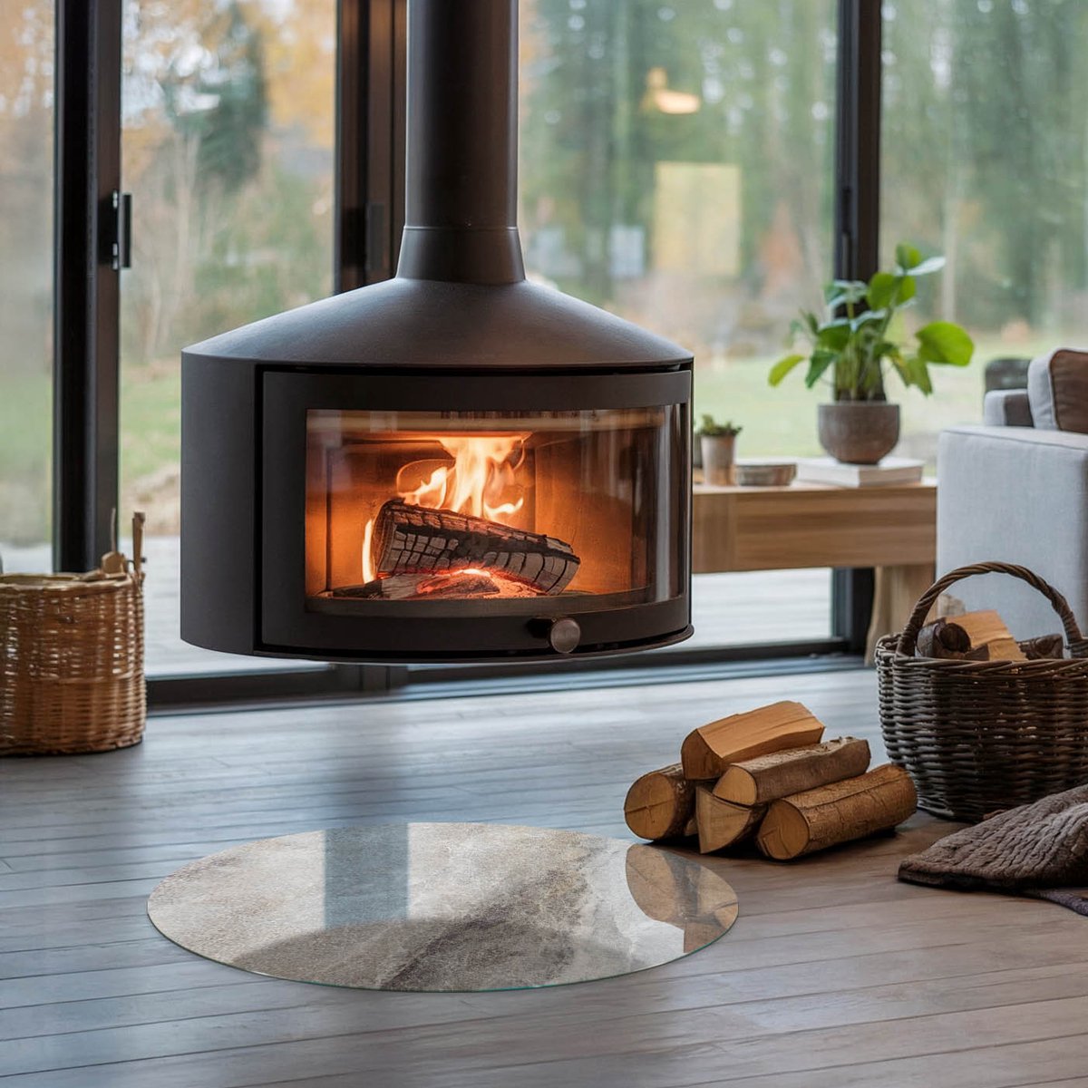 Coloray Vloerplaat Houtkachel - Plaat onder Houtkachel - 60 cm x 60 cm - Kachel Onderplaat - Grijs Vloerplaat Kachel - Plaat Kachel - Onderplaat Kachel - Houtkachel Vloerplaat - Onderplaat