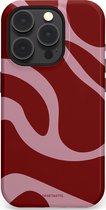 Casetastic Hoesje Geschikt voor Apple iPhone 15 Pro Magsafe - Stijlvolle Beschermende Duo-layer Case - Roze Rode Framboos Blobs