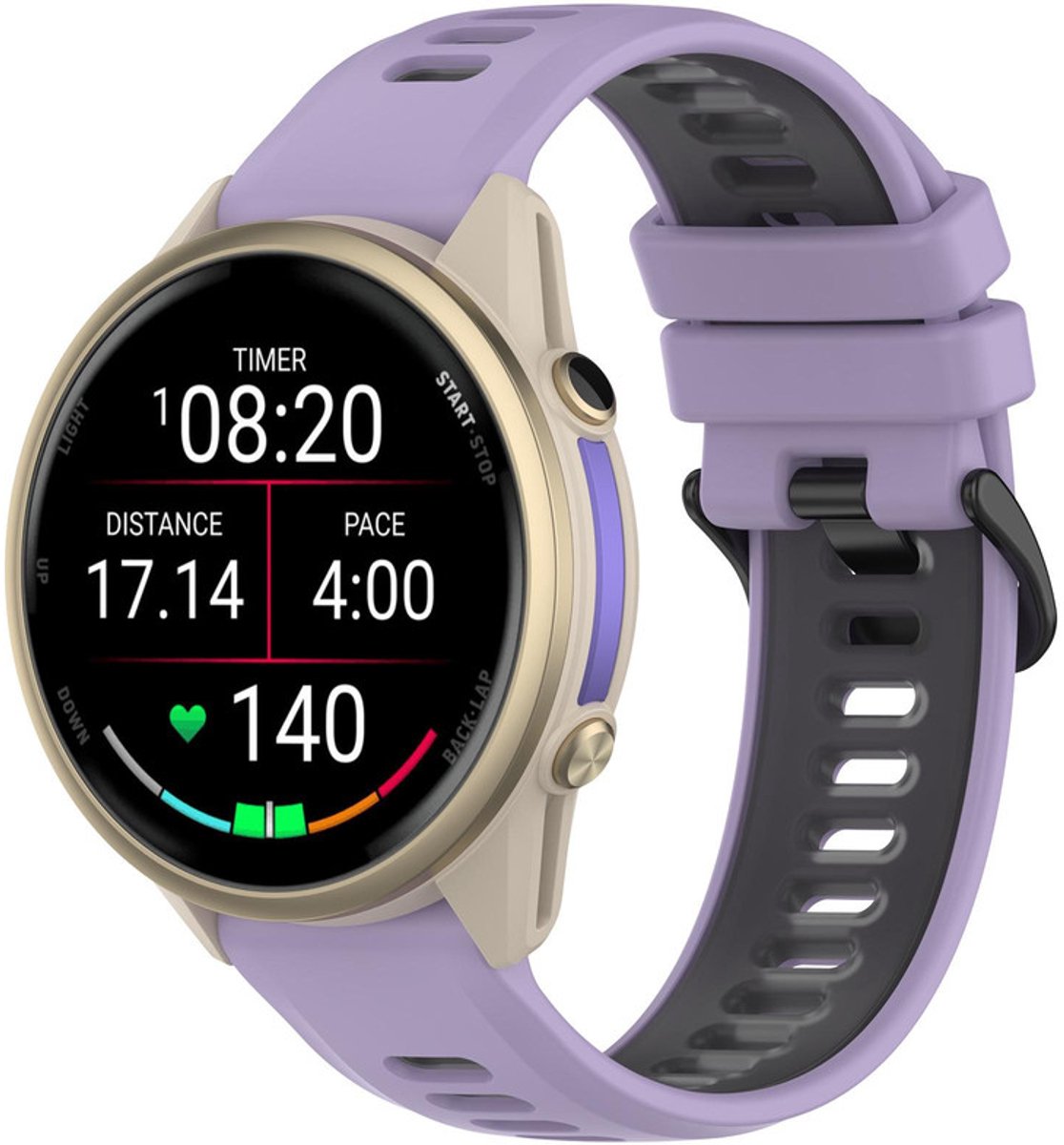 Siliconen bandje - geschikt voor Garmin Forerunner 935 / 945 / 955 / 965 / 745 / 970 - paars zwart