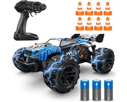 HAWX R70 Bestuurbare Auto - RC Auto - Race Auto - Monstertruck - Afstandsbestuurbare Auto - Volwassenen en Jongens - Voor Buiten - Incl. 3 Batterijen, 8 Verkeerskegels