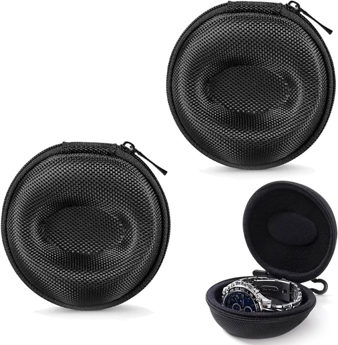 2 pieces travel case - watch storage box - waterproof watch box with zip - voor alle horloges en smartwatches - sieraden en oordopjes