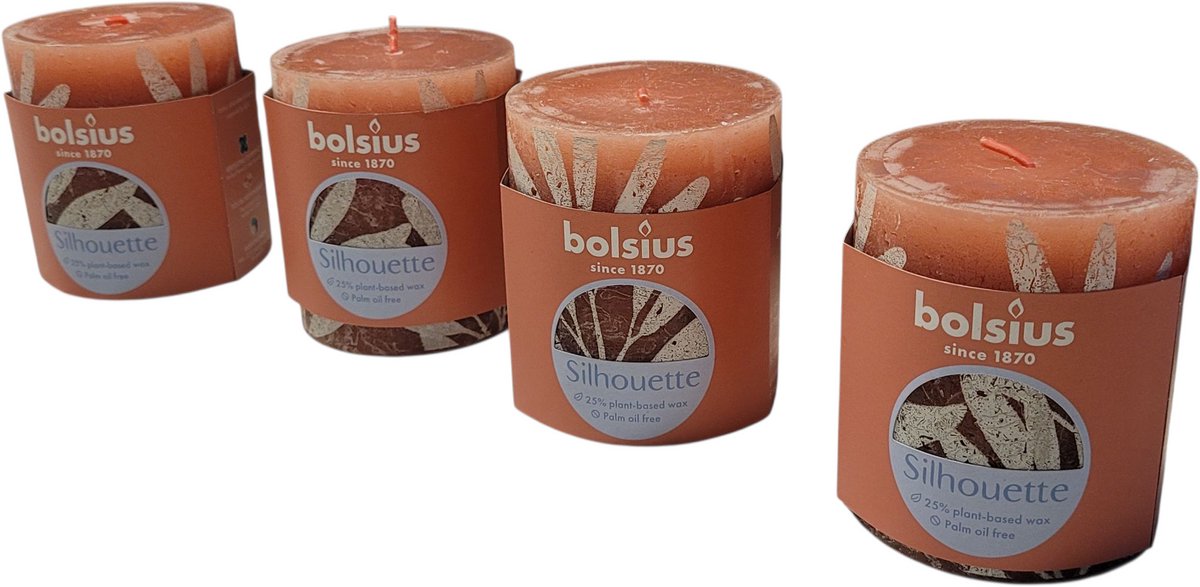 Bolsius Stompkaarsen - Set van 4 – Lange Brandduur 35 uur – 80×68 mm Rustig pink