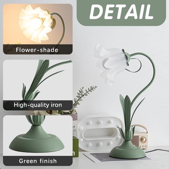 Dimbare meisjes bedlamp met zwanenhals en lelie ontwerp - perfect voor studie en slaapkamer — afbeelding 3