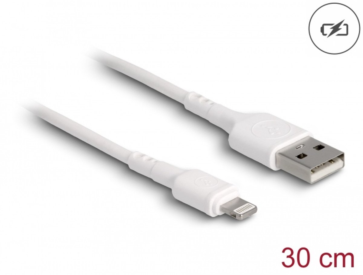 Delock USB Charging Cable for iPhone™, iPad™, iPod™ white 30 cm