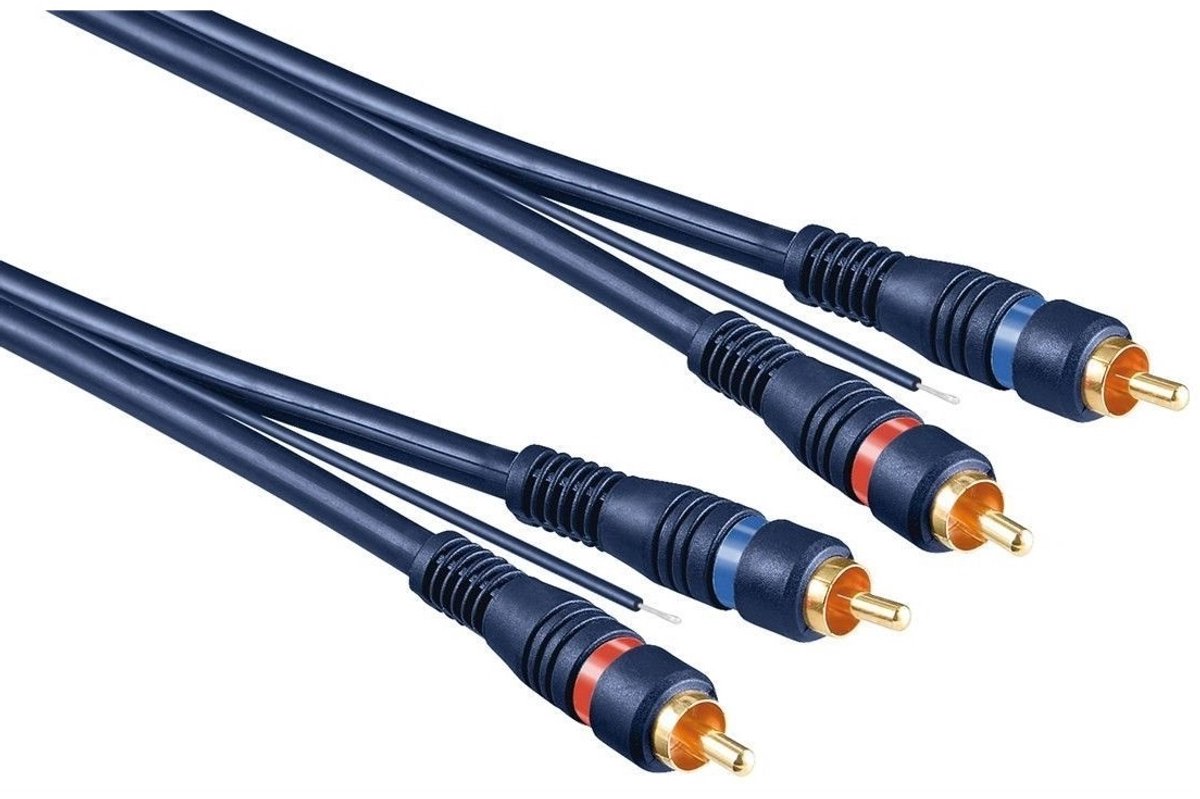 Tulp stereo audio kabel met remote draad - verguld / koper - 5 meter