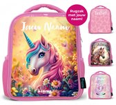 NoBoringSuitcases.com® - Rugzak roze met eigen naam - Schooltas meisjes gepersonaliseerd - Kinder rugtas meisje - Boekentas kind - Kinderrugzak voor school - Schoolrugzak