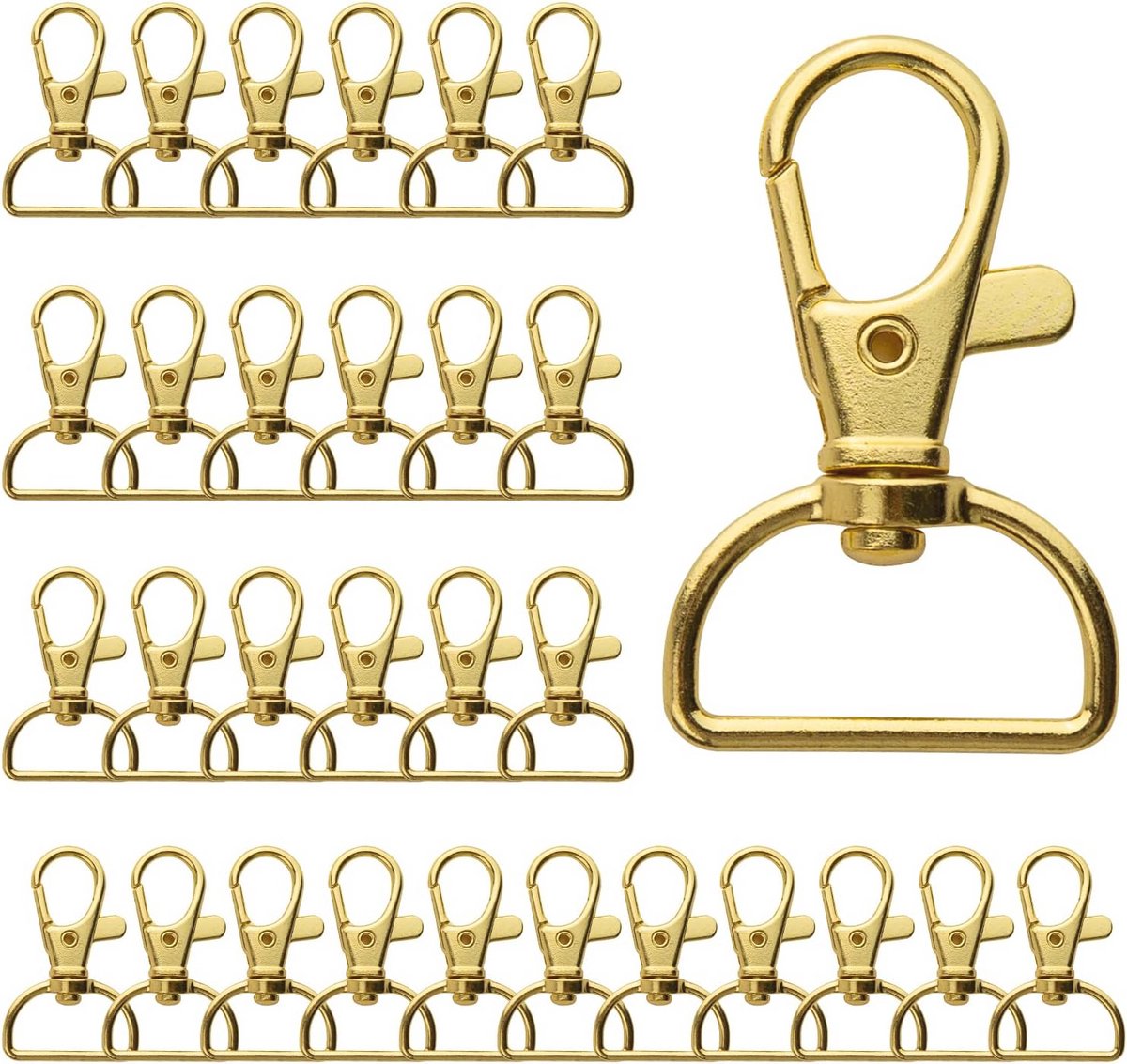 Gouden Karabijnhaken Sleutelhangers D Ringen - 30 Stuks Draaibare Karabijnsluitingen voor Knutselwerk