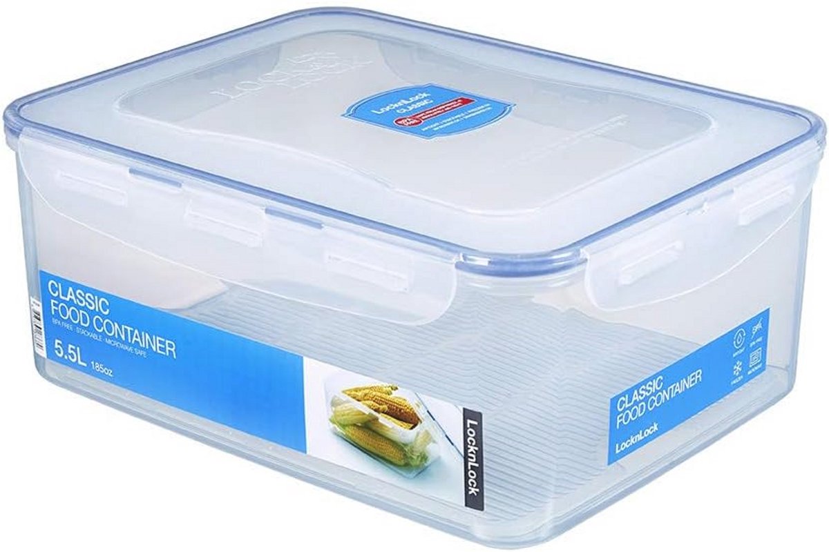 Rechthoekige Opbergcontainer 5,5 l - Helder/Blauw, Luchtdicht en Lekdicht