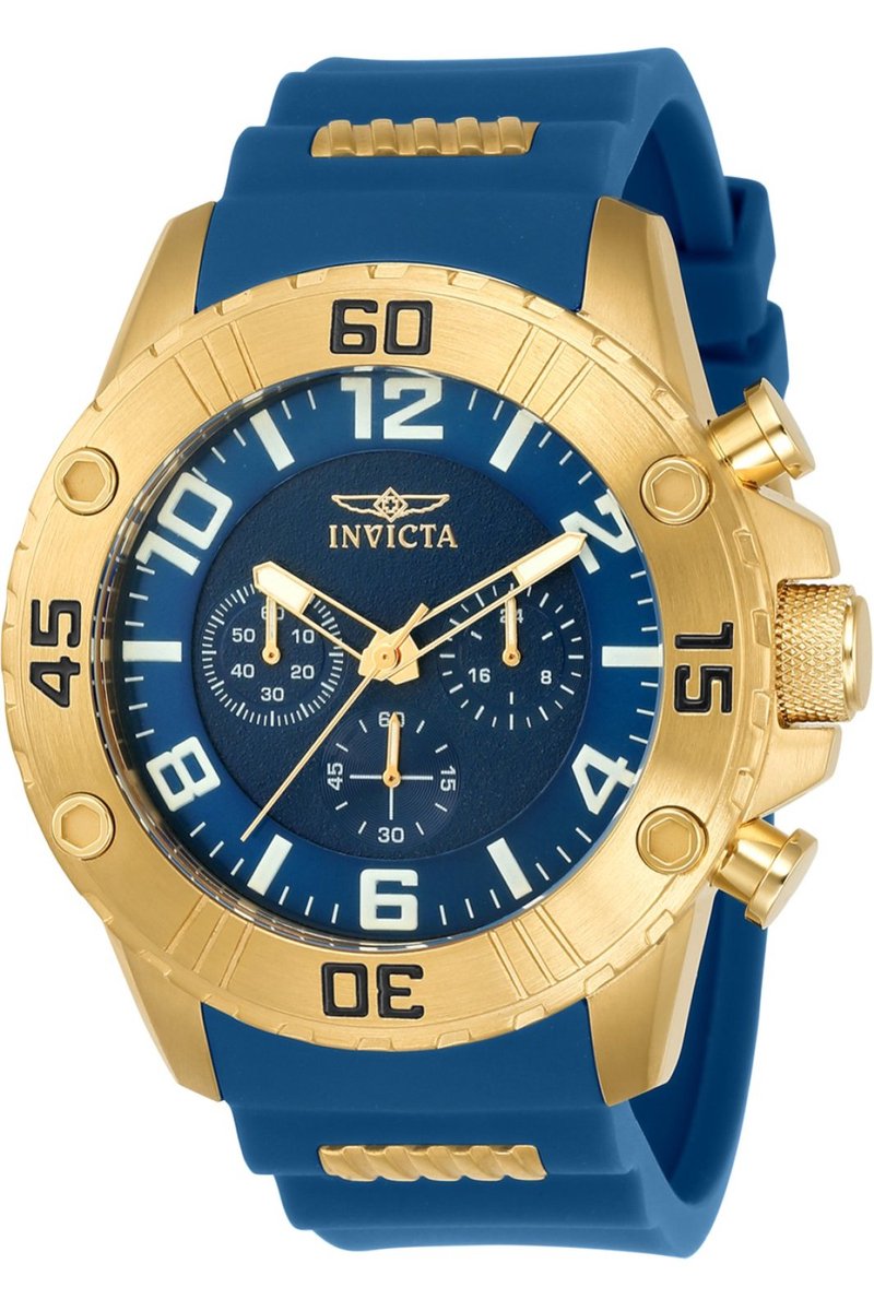Invicta Pro Diver 22699 Heren Horloge - Waterdicht - Analoog - Quartz Uurwerk - Roestvrij Staal met blauwe Wijzerplaat - 48mm