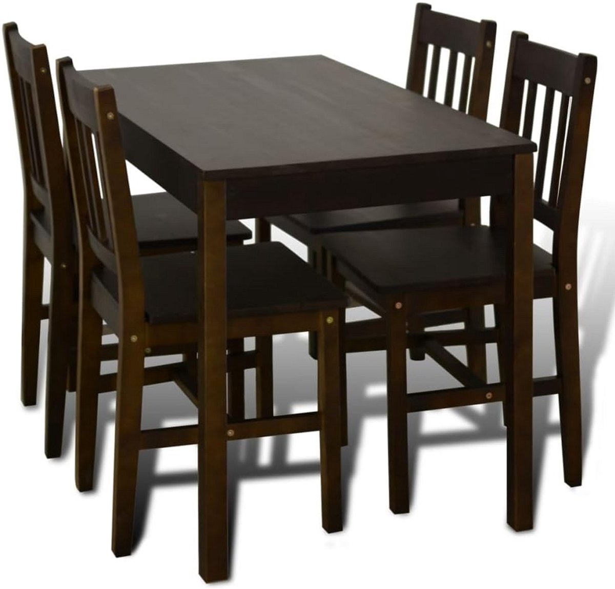 Houten Eettafel met 4 Stoelen Set Eetkamerset