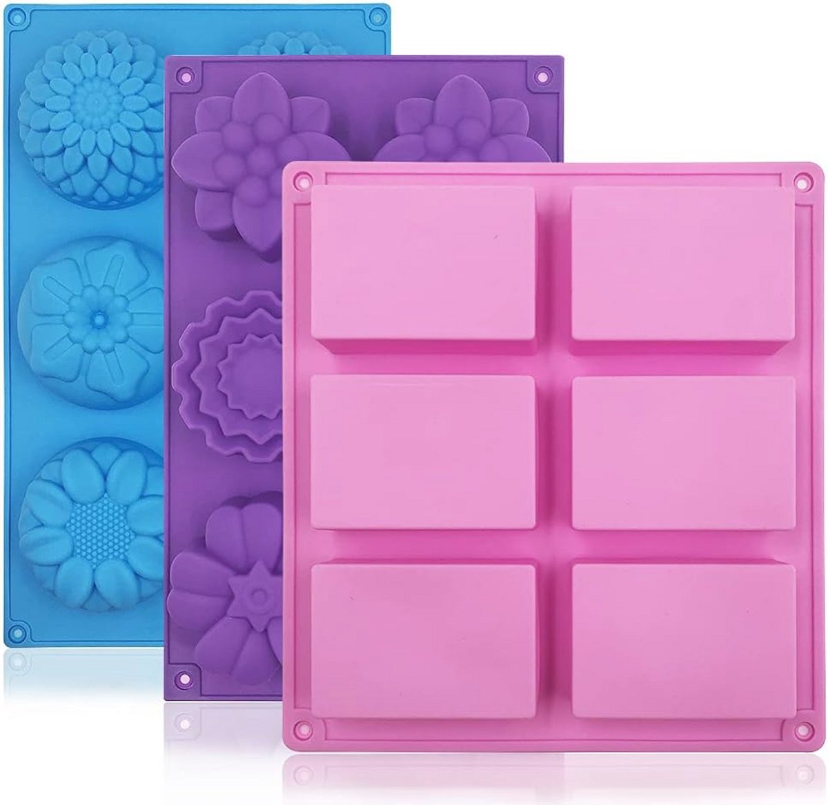 3 delige set siliconen zeepmallen voor het maken van zeep, cake en muffins