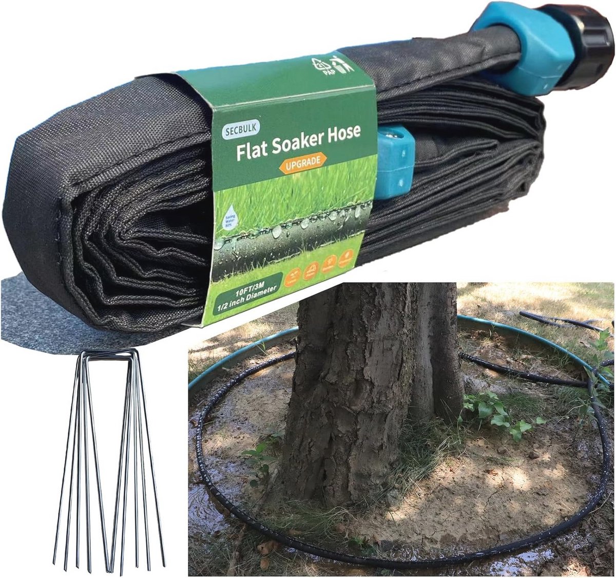Platte Soaker-slang 3 m Voor Tuinirrigatie - Koppelbare Druppelslang voor Waterbesparing