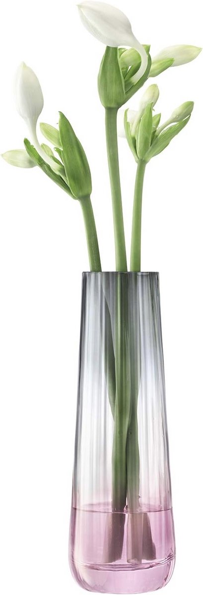Vaas 20 cm Roze en Grijs - Mondgeblazen Glas