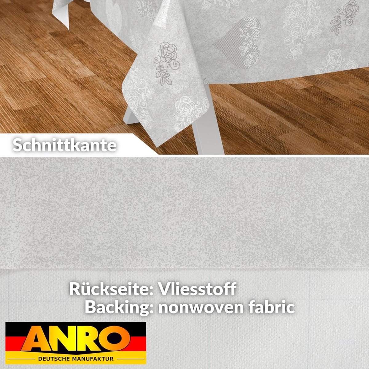 Wasbaar Tafelkleed Rechthoekig Ovaal Rond 300x140 cm Houtnerf Grijs Afwasbaar PVC