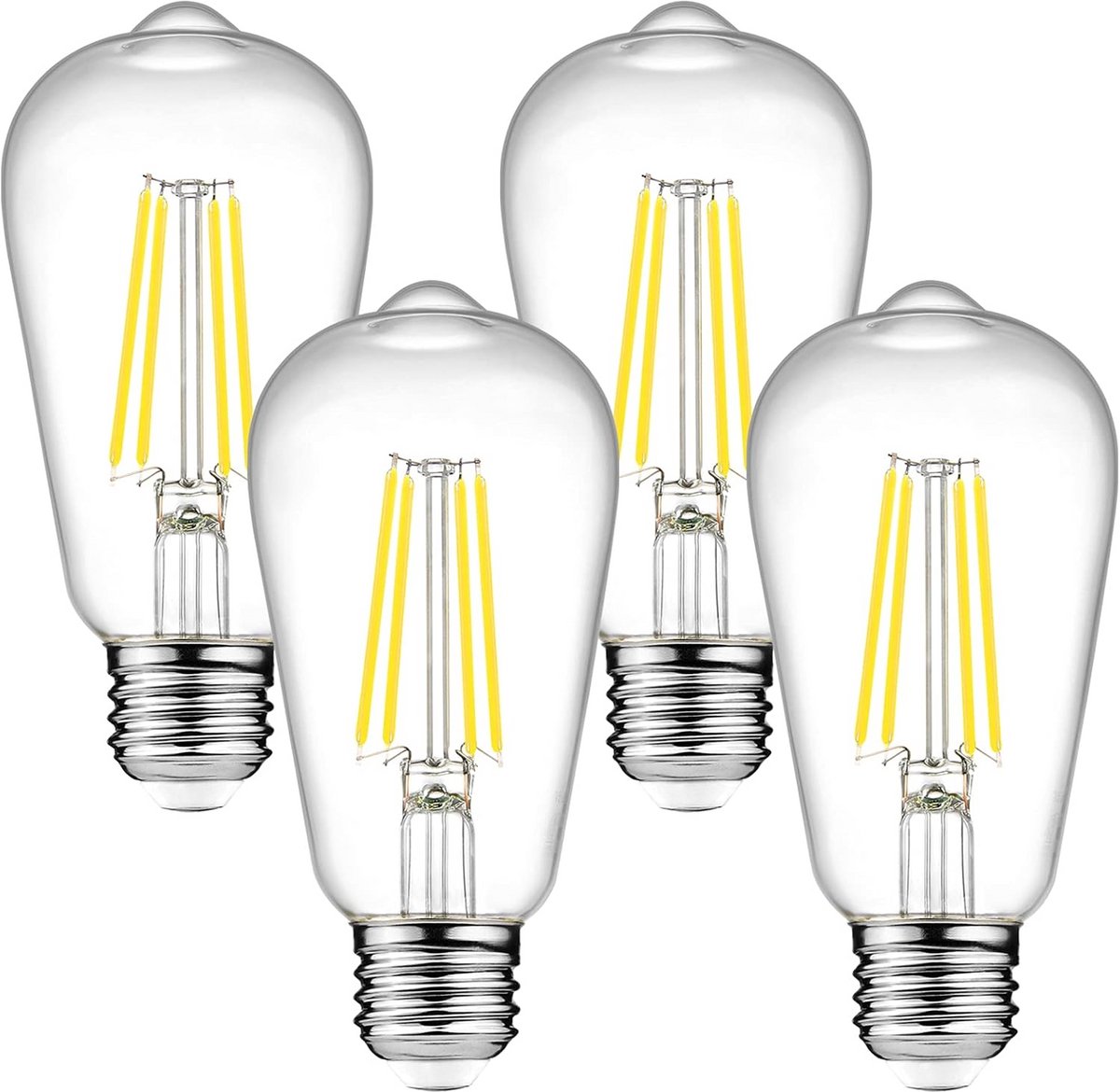 Dimbare Vintage LED Filament Lampen 6W Warm Wit E26 Fitting 4 Stuks