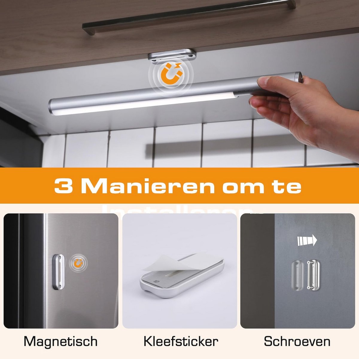 Onderkastverlichting met Bewegingsdetector en Afstandsbediening - 2600mAh Batterij, 3 Kleu