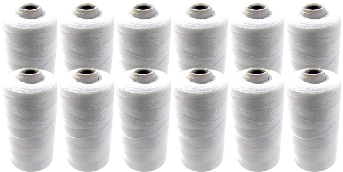 IMPERATORIS® Naaigaren voor Naaimachine – Naaigaren Set / Naai Garen – Garen Set in Naaigarenbox – Naaigaren Box / Doos – Naaigaren Kit – Complete Naai Set - Set van 12 witte