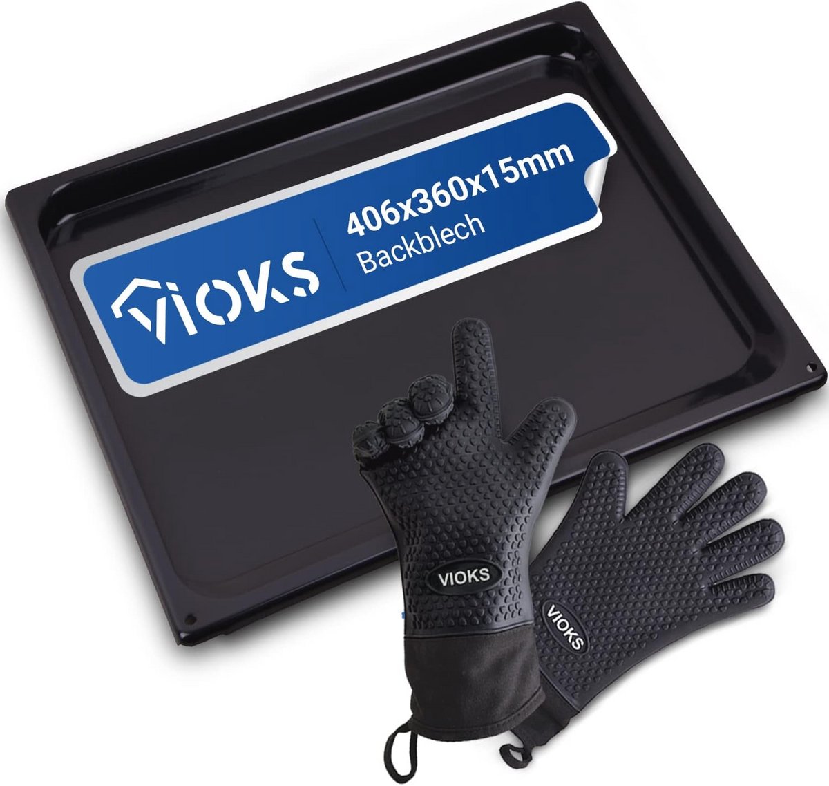 Bakblik met 2 silicone ovenhandschoenen - 406 x 360 mm