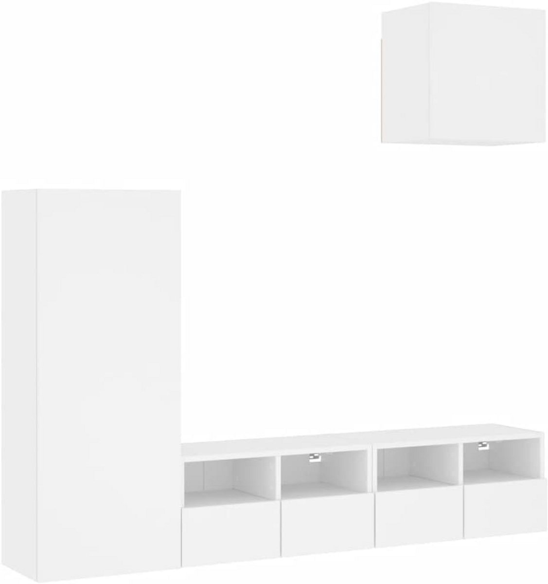 4-delige Zwevende TV Meubel Set Wit - Wandmeubel & Kast