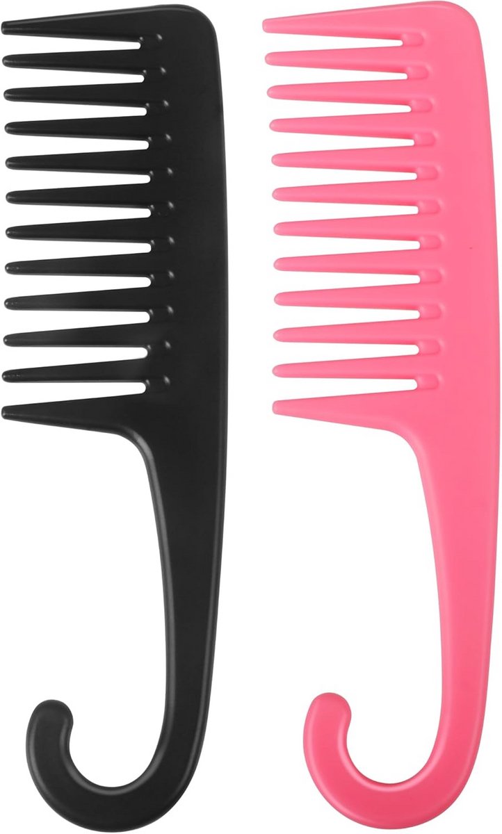 2 Stuks Brede Tandenkammen voor Douche - Perfect voor Lang, Nat of Krullend Haar